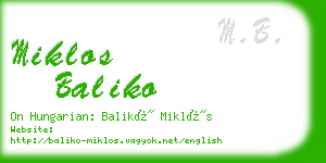 miklos baliko business card